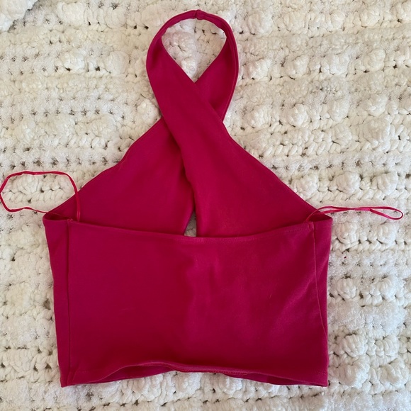 Pink Zara crossover halter top - Picture 3 of 4